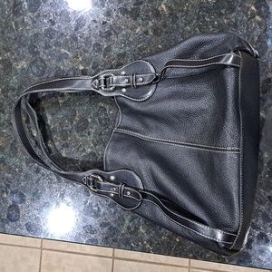 Furla (black leather large tote) Used.